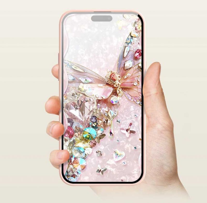 Coques iPhone Série Papillon pour Femme en Verre Trempé