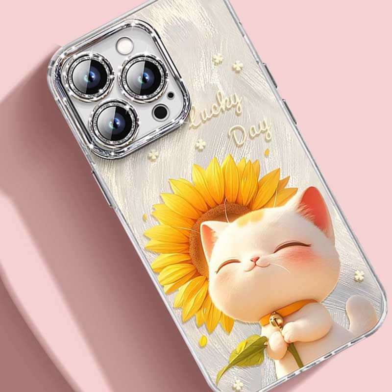 Coques Souple en Silicone iPhone Série pour Femme à Motif de Chat Mignon