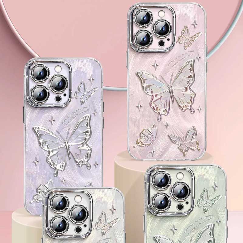 Coques Souple en Silicone iPhone Série pour Femme à Motif Papillon