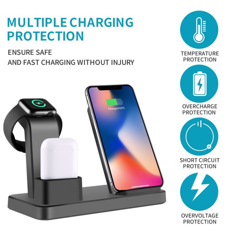 Chargeur Sans Fil Vertical De Bureau 3 En 1