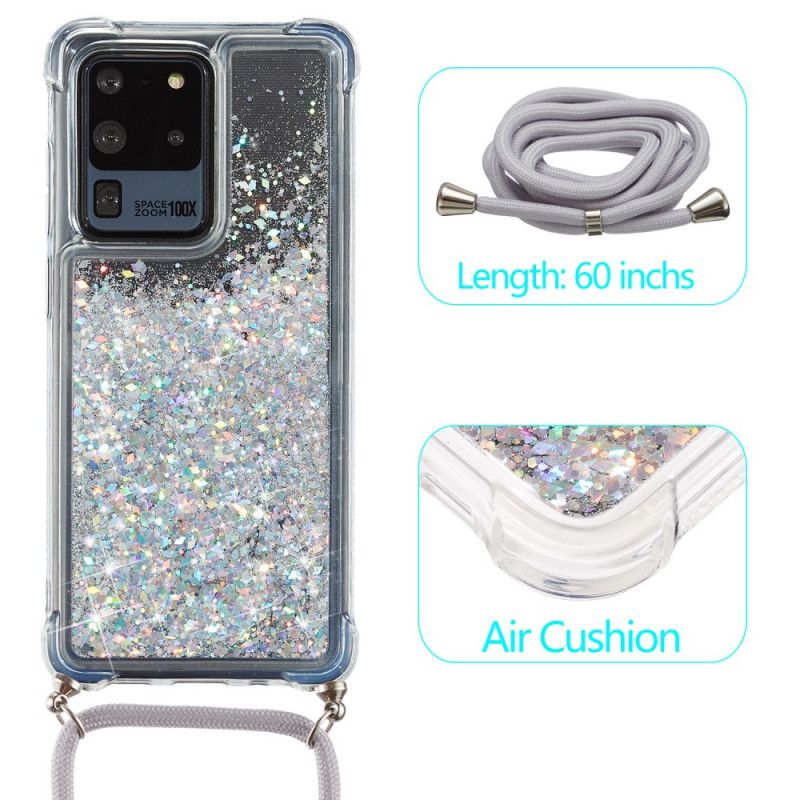 Coque Samsung Galaxy S20 Ultra Paillettes Avec Cordon