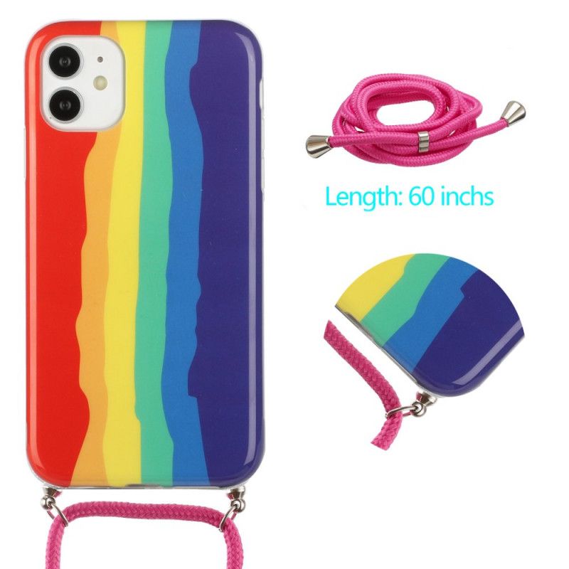 Coque iPhone 11 À Cordon Arc-en-ciel