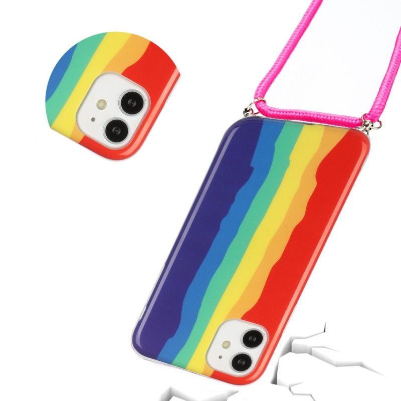 Coque iPhone 11 À Cordon Arc-en-ciel