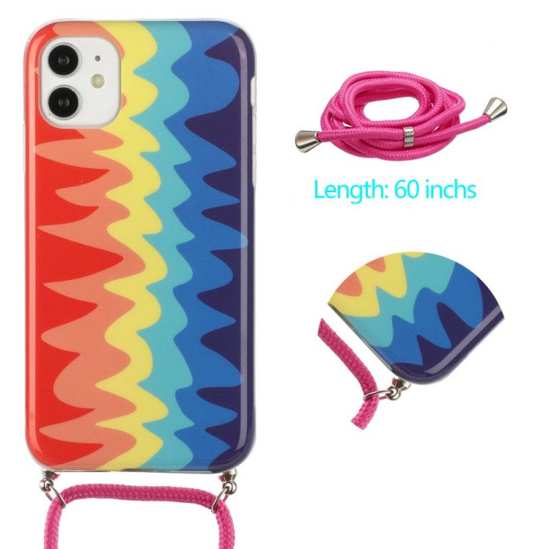 Coque iPhone 11 À Cordon Arc-en-ciel