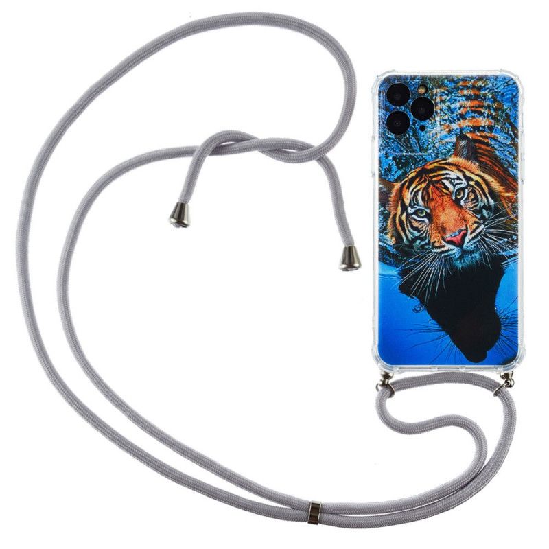 Coque iPhone 11 À Cordon Silicone Tigre