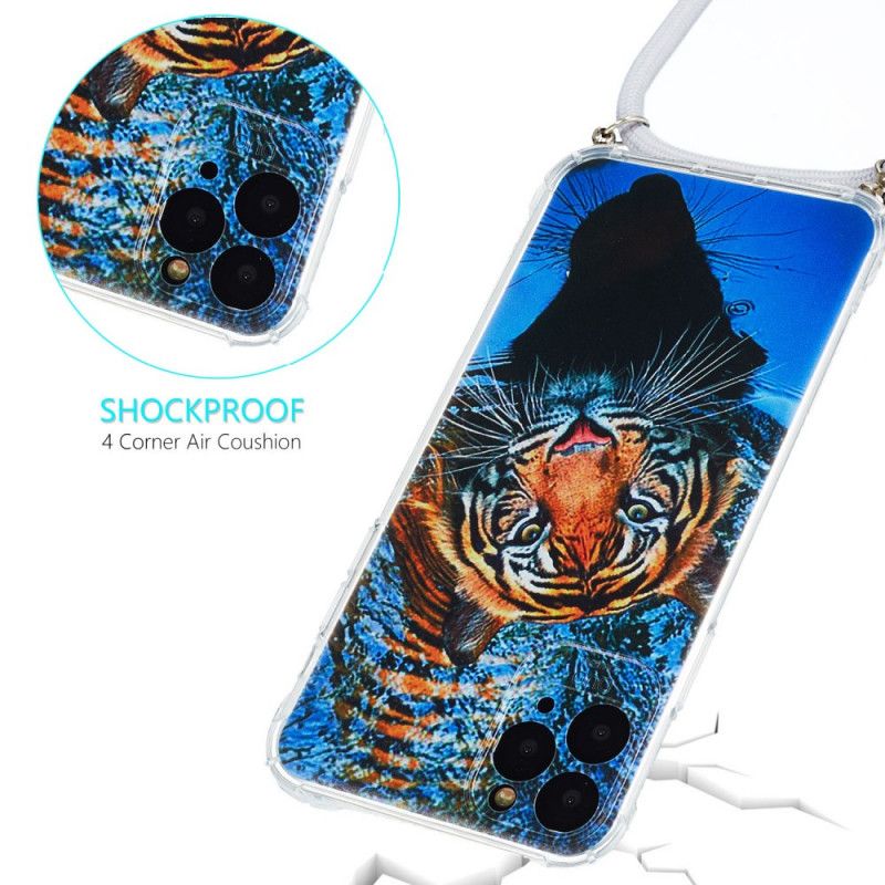 Coque iPhone 11 À Cordon Silicone Tigre