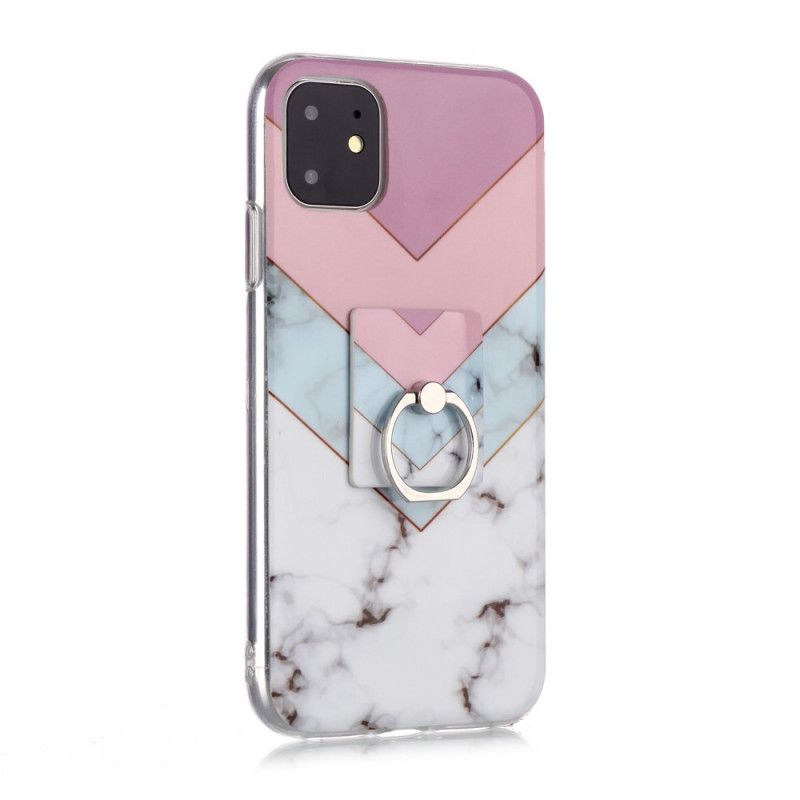 Coque iPhone 11 Design Marbre Avec Anneau-support