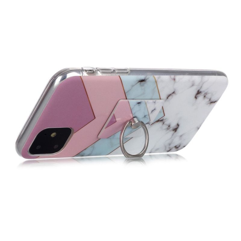 Coque iPhone 11 Design Marbre Avec Anneau-support