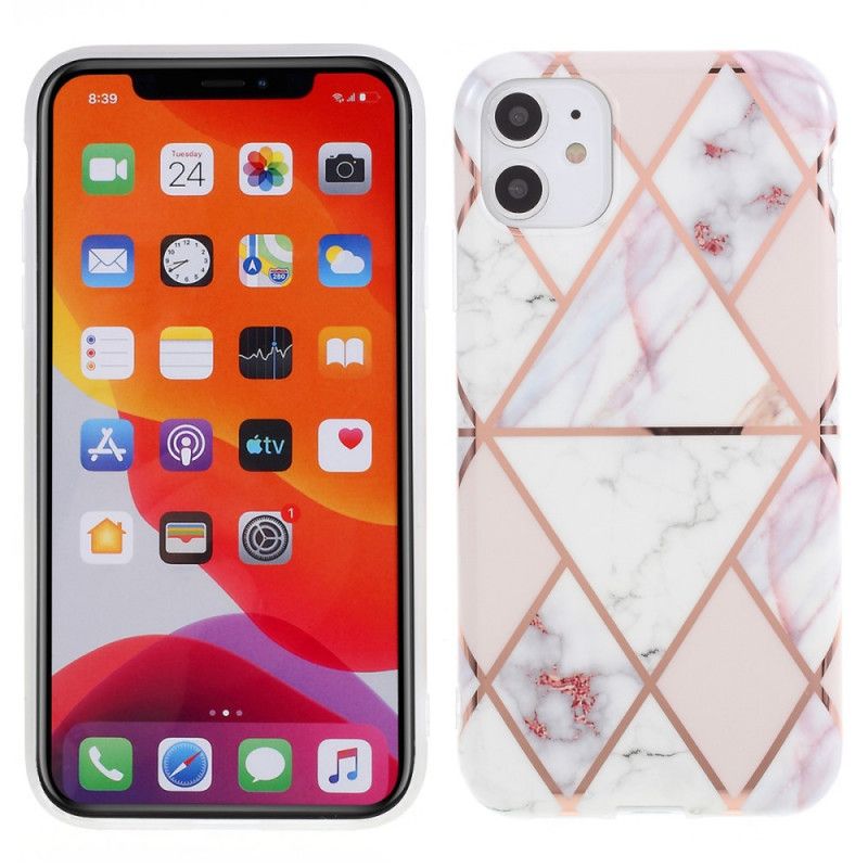 Coque iPhone 11 Marbre Géométrie Colorée