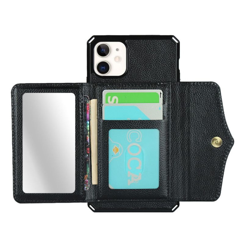 Coque iPhone 11 Multi-fonctionnelle Avec Miroir Et Lanière