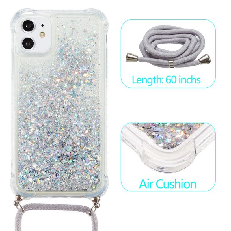 Coque iPhone 11 Paillettes Avec Cordon