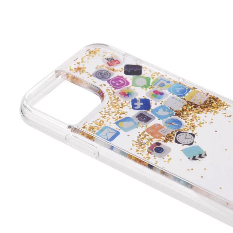 Coque iPhone 11 Pro Max Icônes App Paillettes