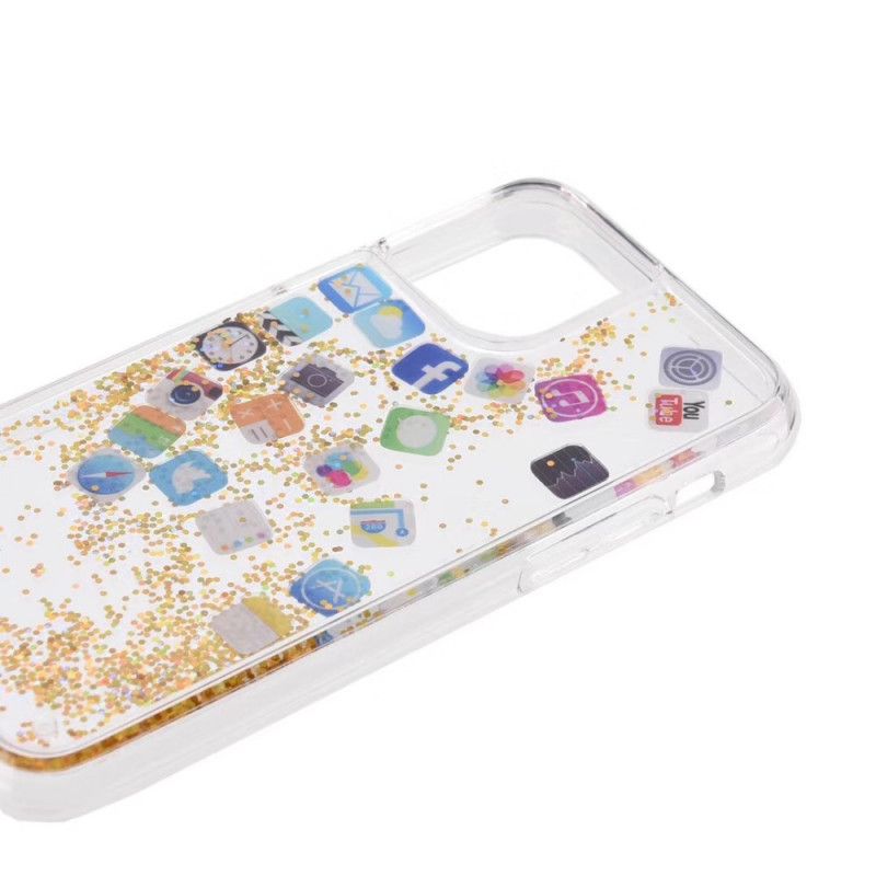 Coque iPhone 11 Pro Max Icônes App Paillettes