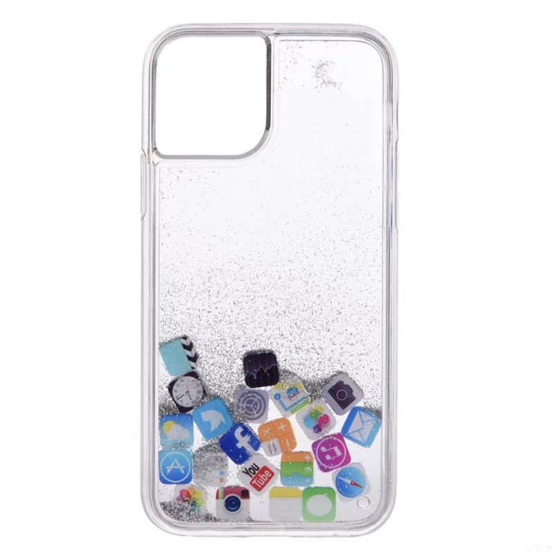 Coque iPhone 11 Pro Max Icônes App Paillettes