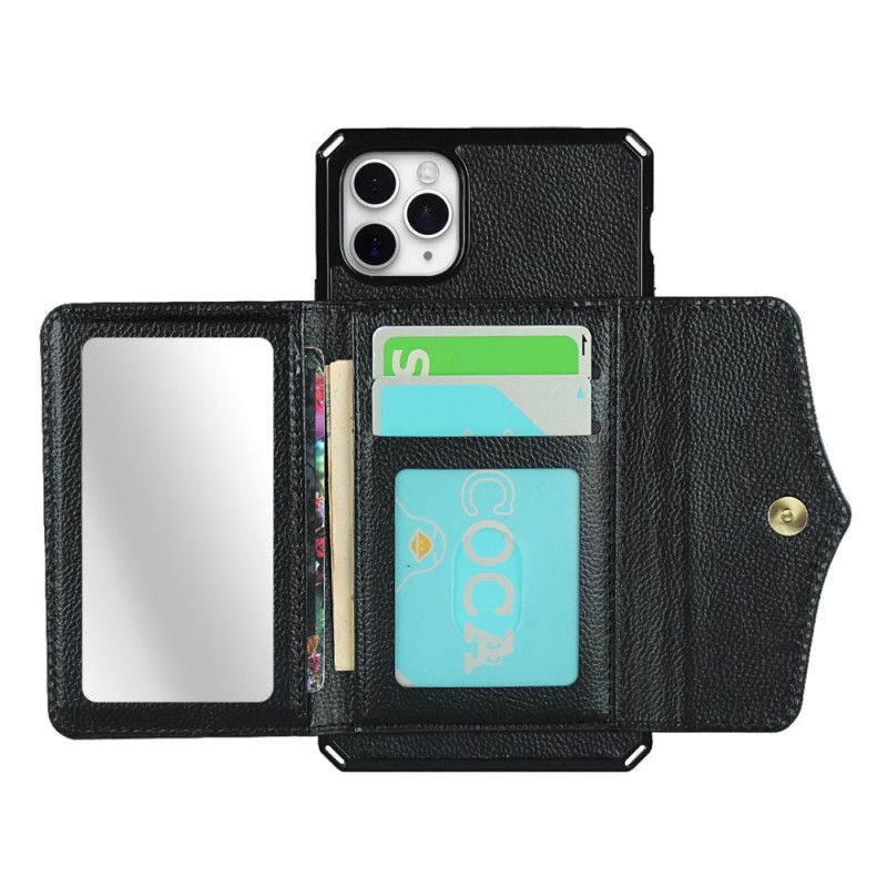 Coque iPhone 11 Pro Max Multi-fonctionnelle Avec Miroir Et Lanière