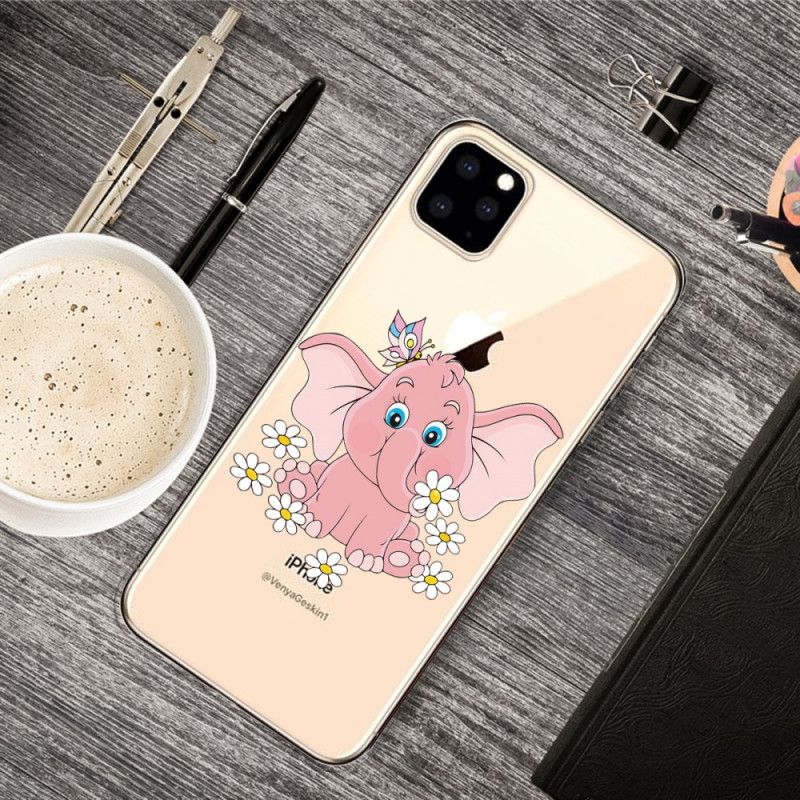 Coque iPhone 11 Pro Max Transparente Éléphant Rose