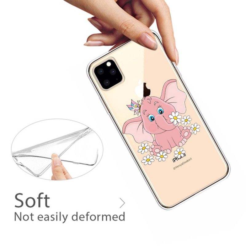 Coque iPhone 11 Pro Max Transparente Éléphant Rose