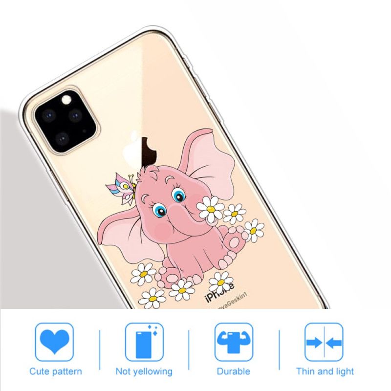 Coque iPhone 11 Pro Max Transparente Éléphant Rose