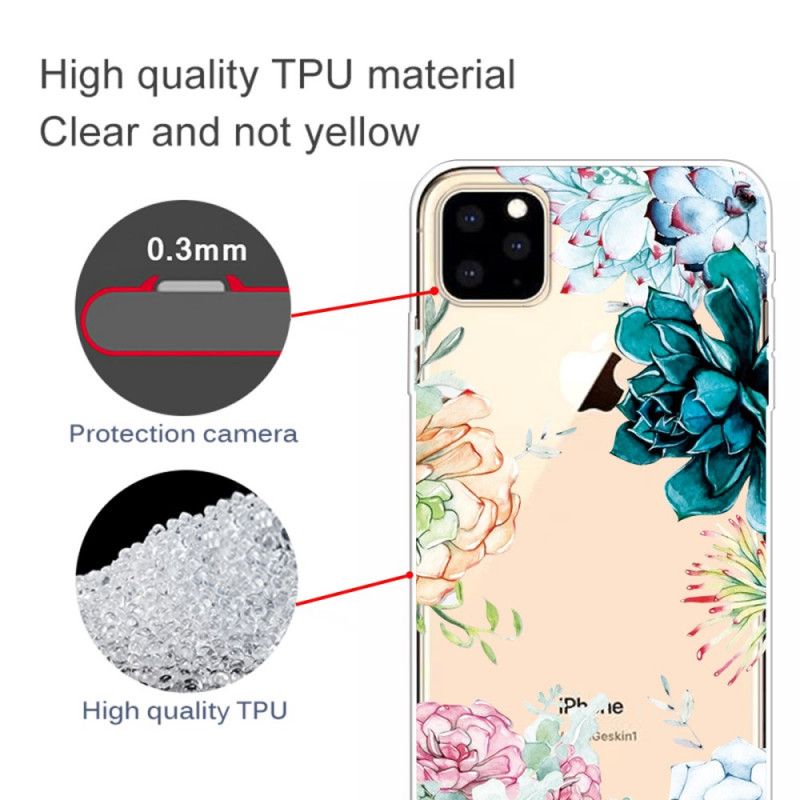 Coque iPhone 11 Pro Max Transparente Fleurs Aquarelle