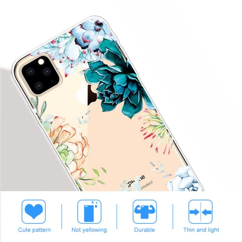 Coque iPhone 11 Pro Max Transparente Fleurs Aquarelle