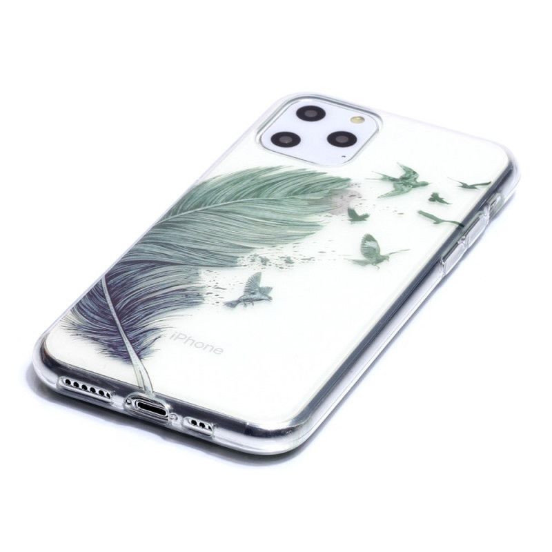 Coque iPhone 11 Pro Transparente Plume Colorée