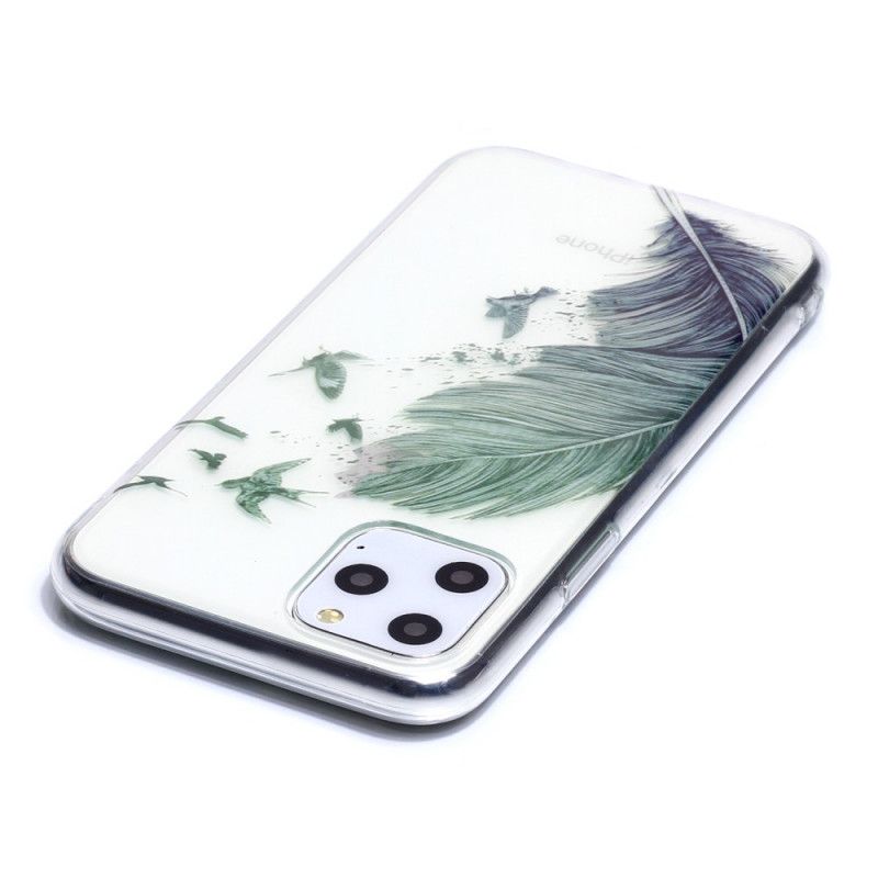 Coque iPhone 11 Pro Transparente Plume Colorée