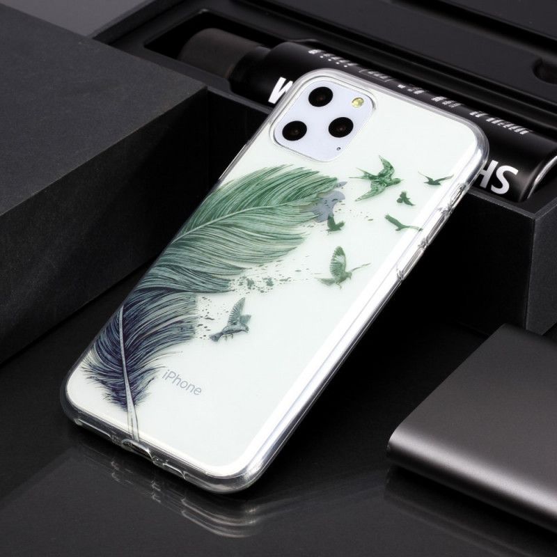 Coque iPhone 11 Pro Transparente Plume Colorée