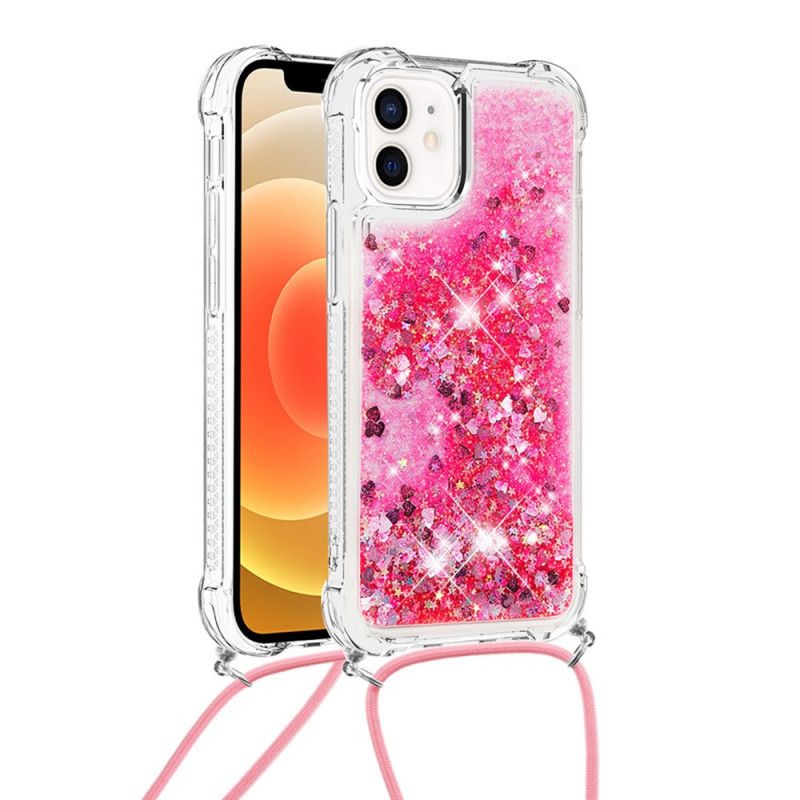 Coque iPhone 12 Mini Paillettes Et Cordon