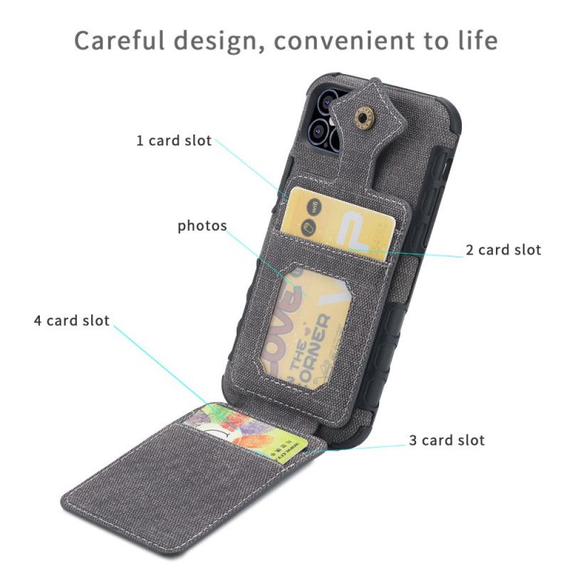 Coque iPhone 12 Mini Porte-cartes Rabattable Texturée