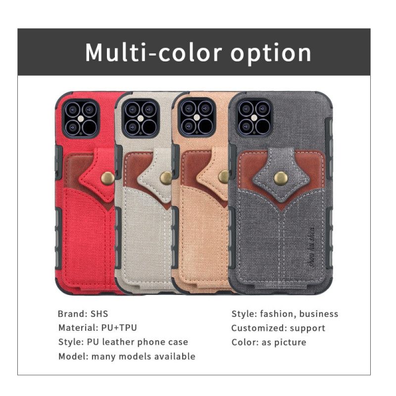 Coque iPhone 12 Mini Porte-cartes Rabattable Texturée