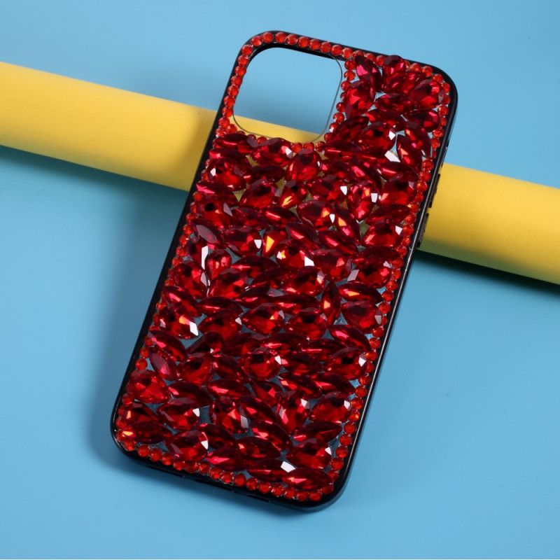 Coque iPhone 12 Mini Silicone Et Pierres Rouges