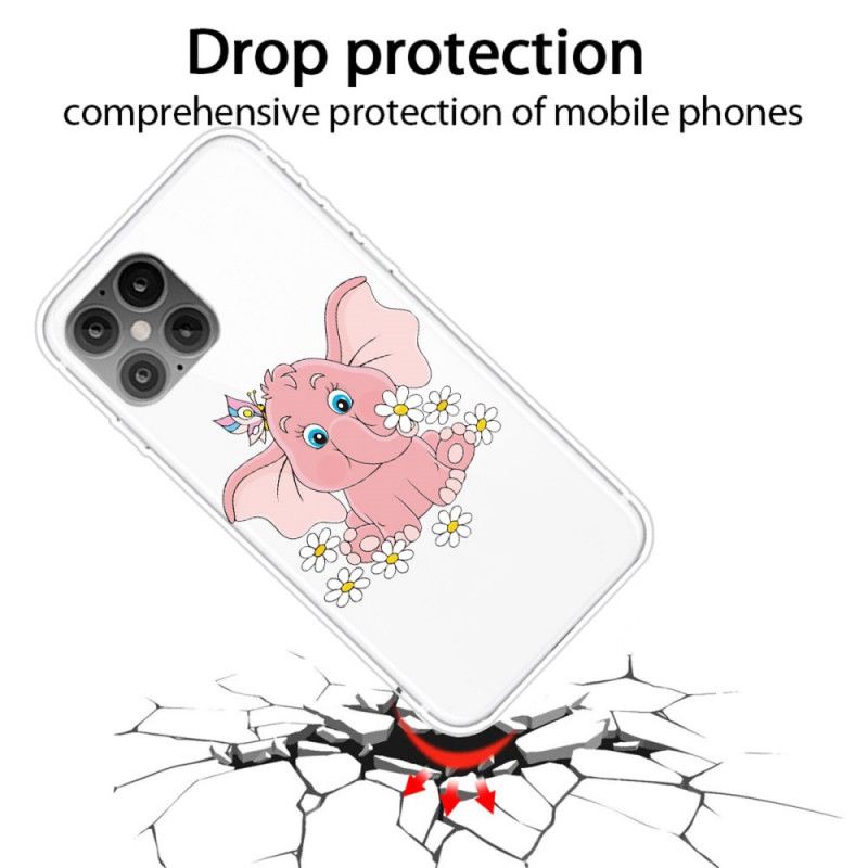 Coque iPhone 12 Pro Max Transparente Éléphant Rose