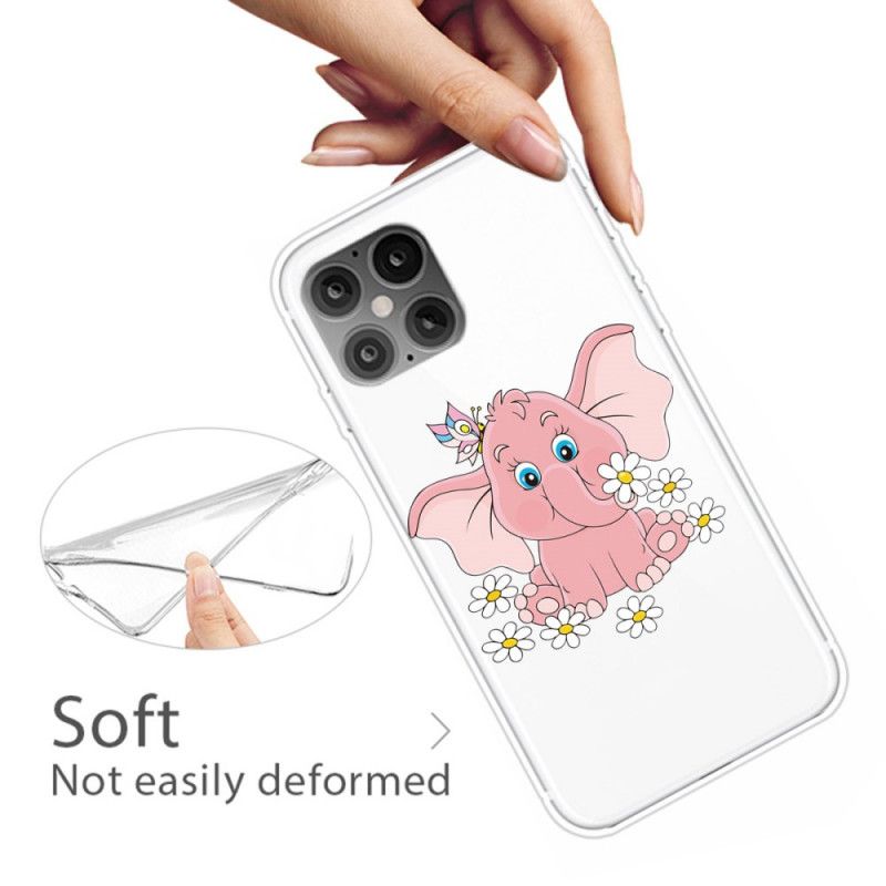 Coque iPhone 12 Pro Max Transparente Éléphant Rose