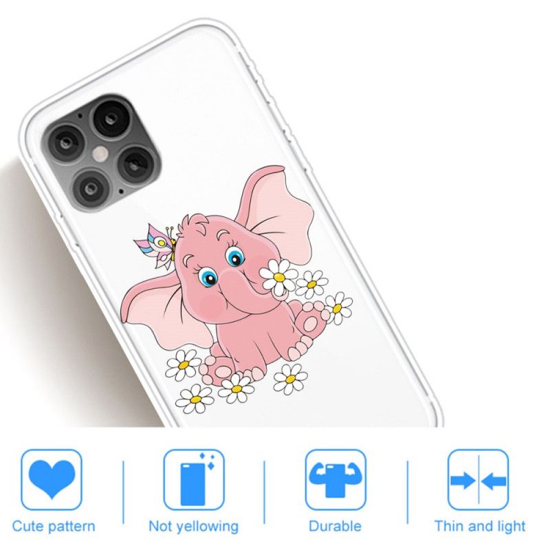 Coque iPhone 12 Pro Max Transparente Éléphant Rose