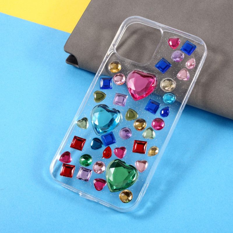 Coque iPhone 12 / 12 Pro Silicone Transparent Et Pierres Précieuses