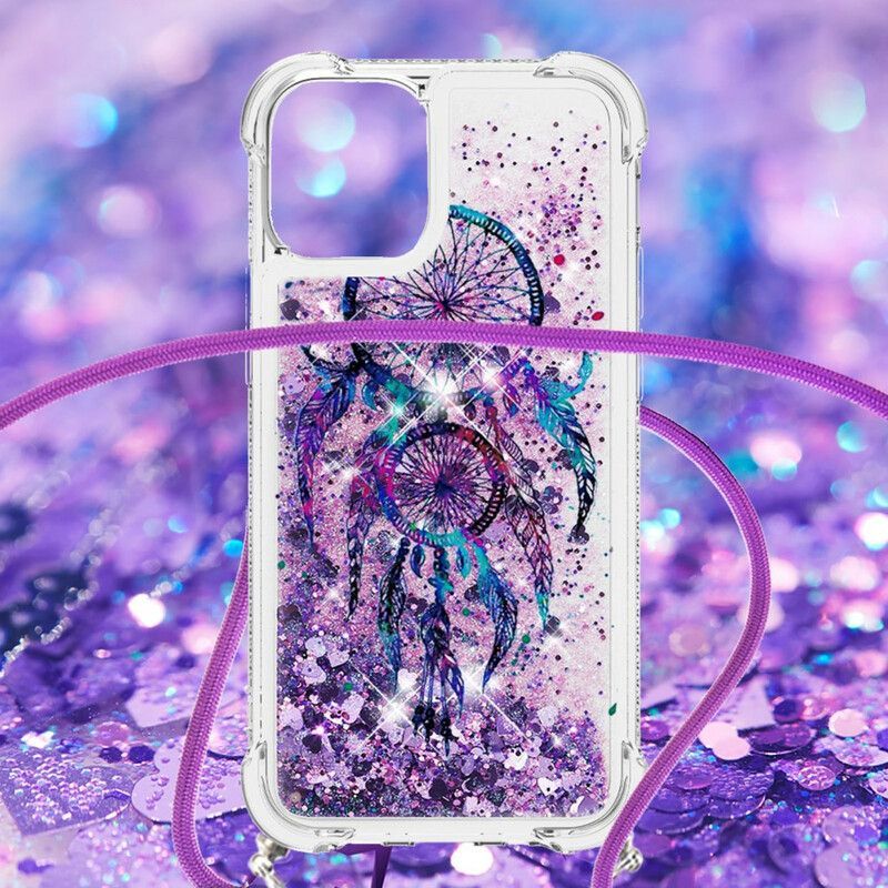 Coque iPhone 13 À Cordon Paillettes Attrape Rêves