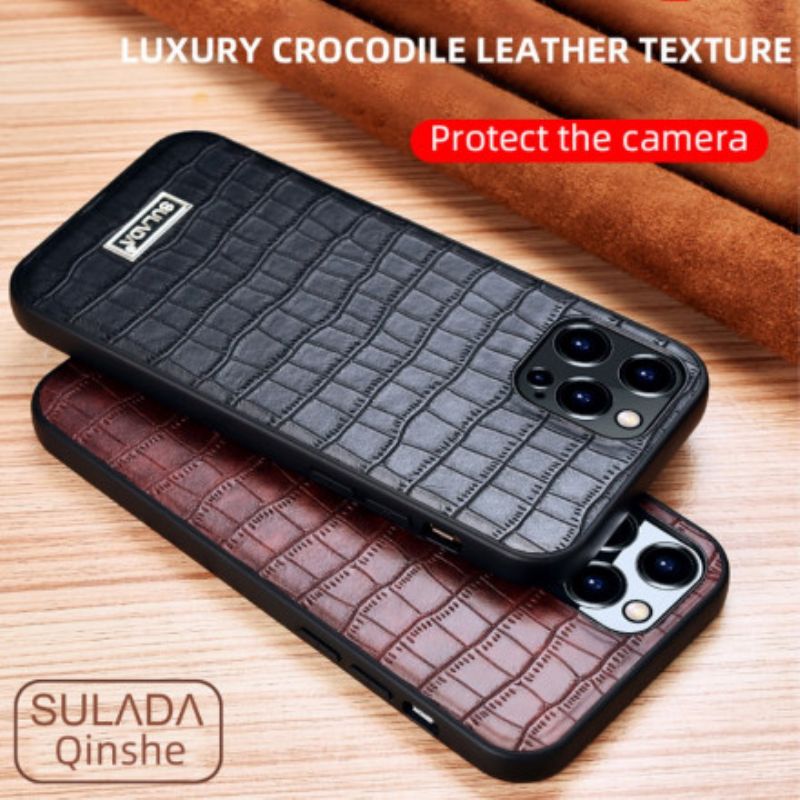 Coque iPhone 13 Effet Peau Crocodile Sulada