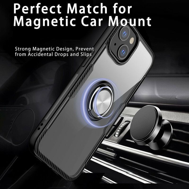 Coque iPhone 13 Mini Fibre Carbone Anneau Métallique