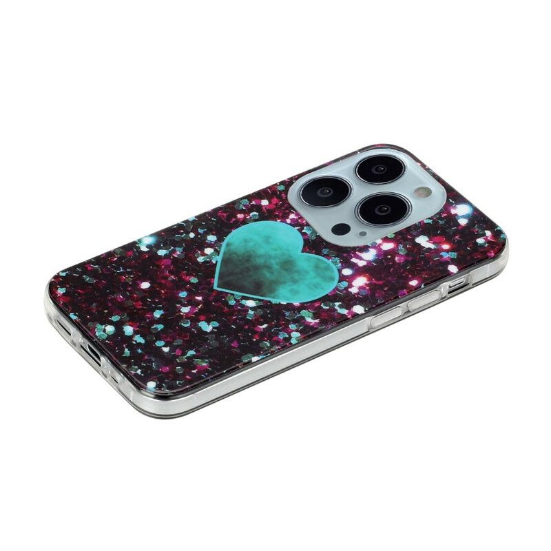 Coque iPhone 13 Pro Marbre Paillettes