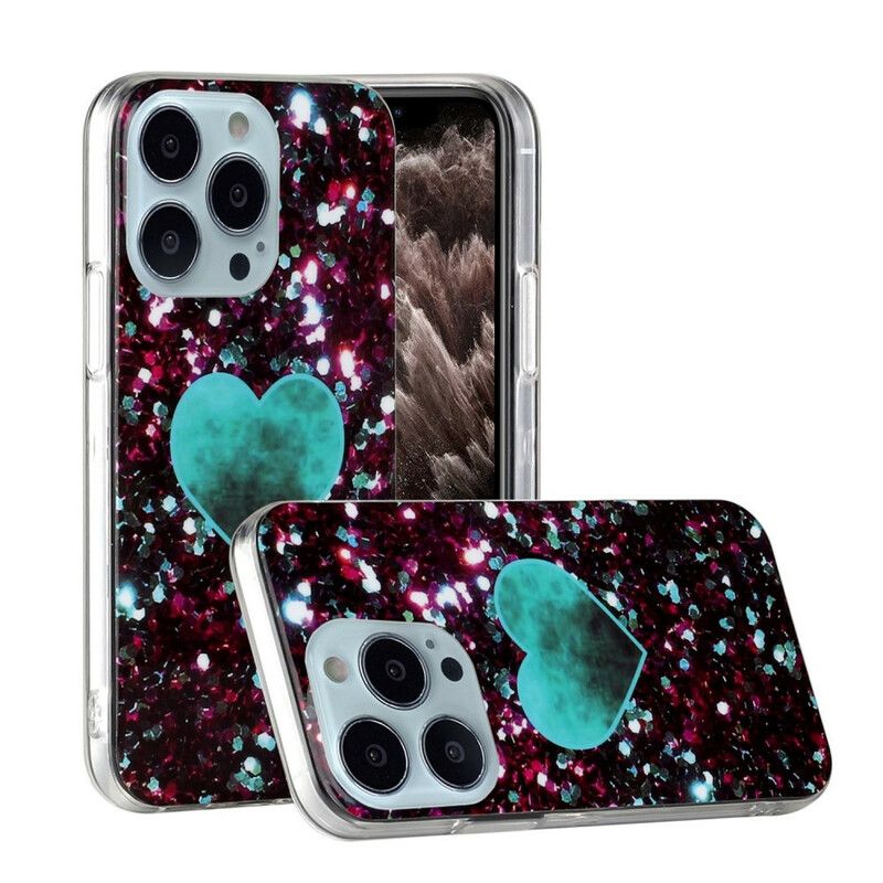 Coque iPhone 13 Pro Marbre Paillettes