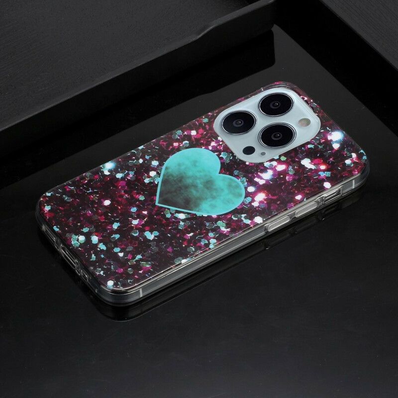 Coque iPhone 13 Pro Marbre Paillettes