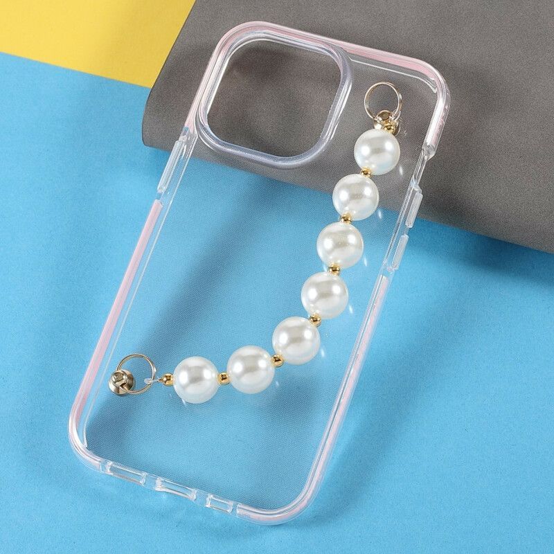 Coque iPhone 13 Pro Silicone Bracelet Perles