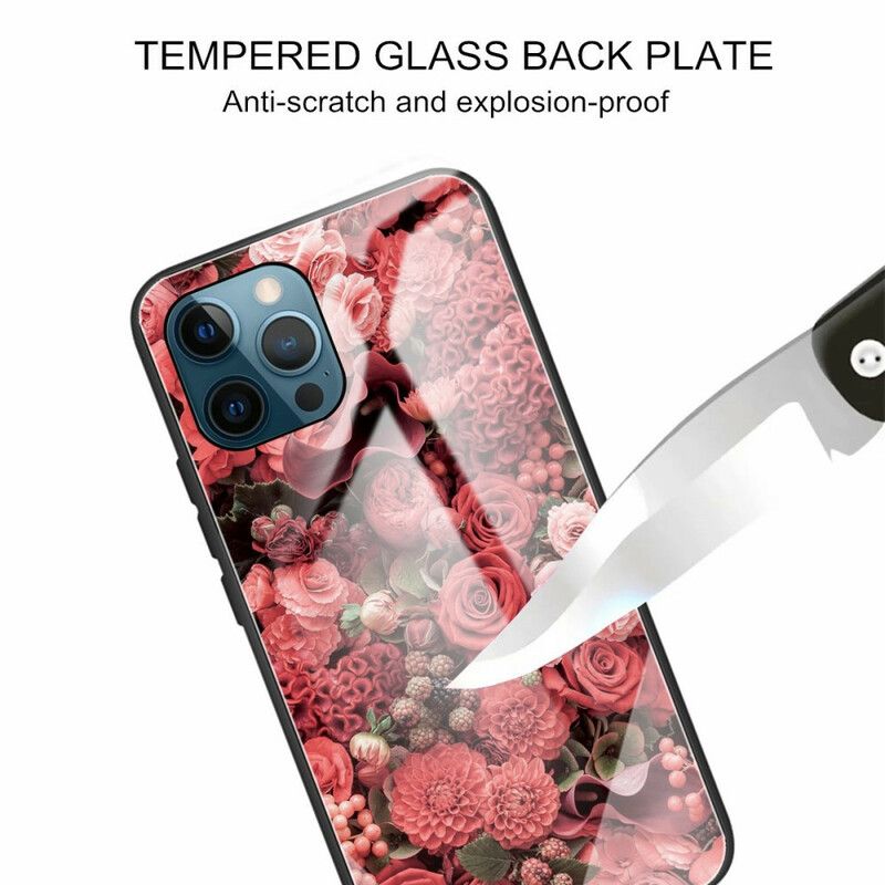 Coque iPhone 13 Pro Verre Trempé Fleurs Roses