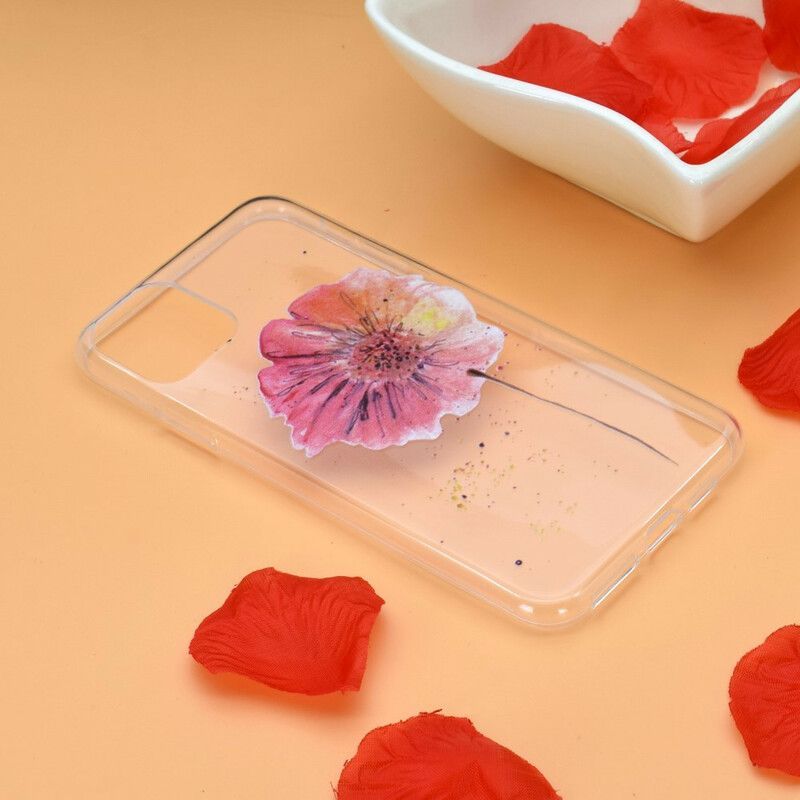 Coque iPhone 13 Transparente Coquelicot Aquarelle