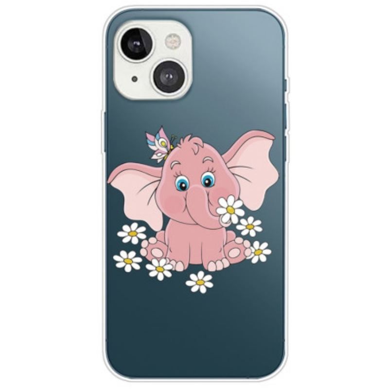 Coque iPhone 14 Plus Transparente Éléphant Rose