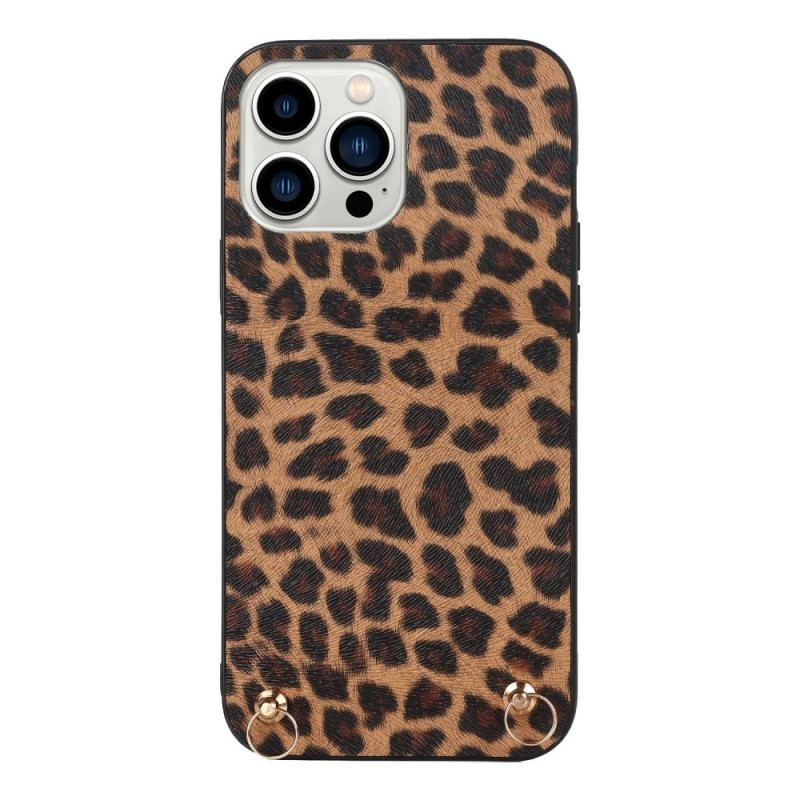 Coque iPhone 14 Pro Léopard avec Bandoulière