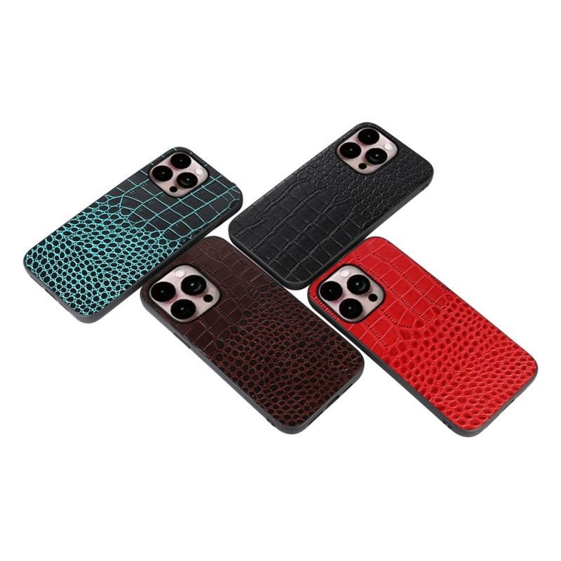 Coque iPhone 14 Pro Max Cuir Véritable Texture Crocodile