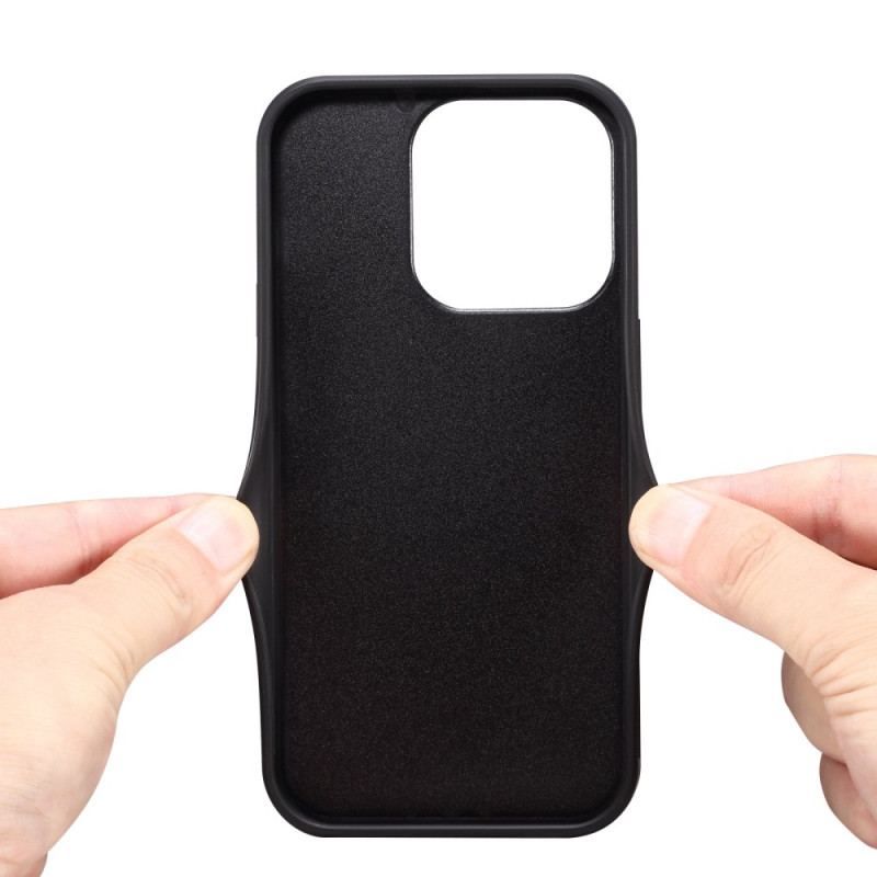 Coque iPhone 14 Pro Porte-Carte avec Sangle Support Croco