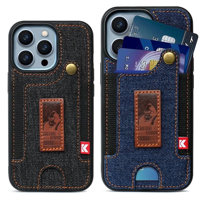 Coque iPhone 14 Pro Porte-Cartes et Sangle Jeans