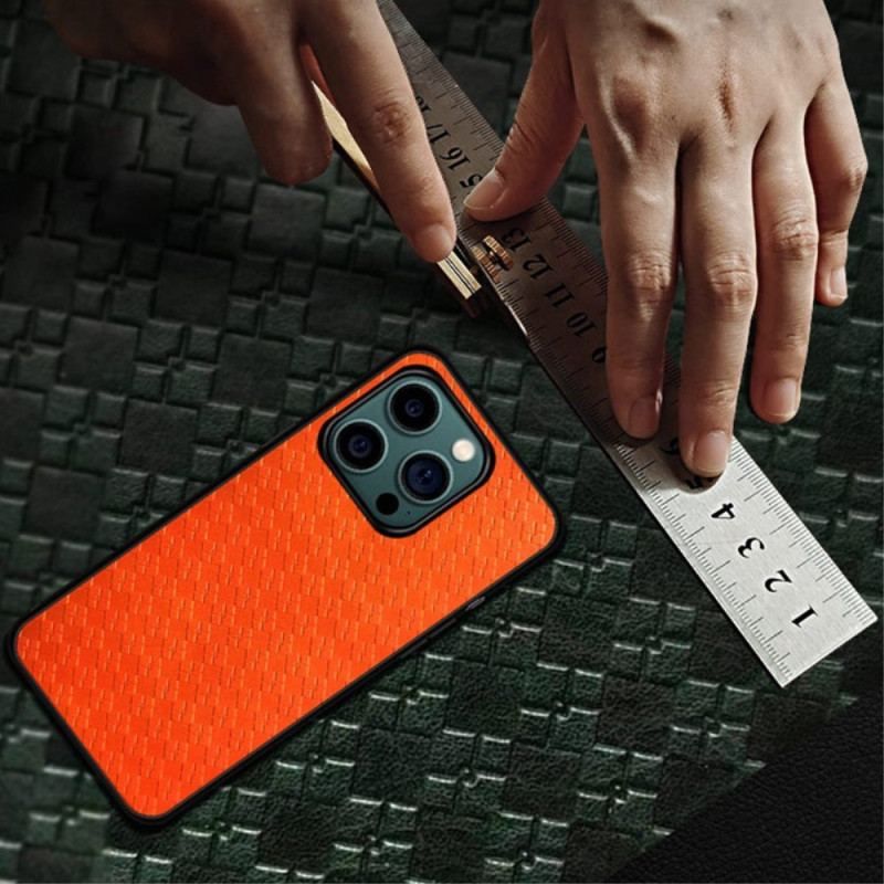 Coque iPhone 14 Pro Simili Cuir Tissé